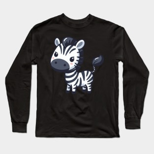 Playful Zebra Cartoon Long Sleeve T-Shirt